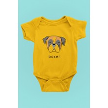 Darkhane Boxer - Köpek Baskılı Unisex Sarı Bebek Body - Zıbın BB004
