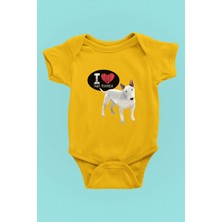 Darkhane Bull Teriyerimi Seviyorum - Köpek Baskılı Unisex Sarı Bebek Body - Zıbın BB004