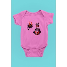 Darkhane Doberman - Köpek Baskılı Unisex Pembe Bebek Body - Zıbın BB002