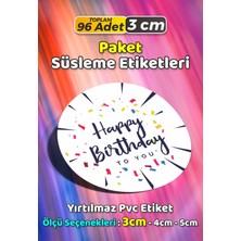 Sb Store Happy Birthday Doğum Günü Hediye Paket Süsleme Etiketi Model 83 - 96 Adet 3cm