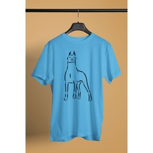 Darkhane Doberman Asaleti - Köpek Baskılı Unisex Turkuaz Tişört - T-Shirt UT003