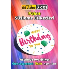 Sb Store Happy Birthday Doğum Günü Hediye Paket Süsleme Etiketi Model 89 - 96 Adet 3cm