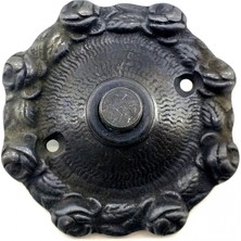 Eco Lounge Antika Tarz Dekoratif Pirinç Güllü Kapı Zili - 75MM, Oksit