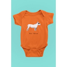 Darkhane Beyaz Bull Teriyer - Köpek Baskılı Unisex Turuncu Bebek Body - Zıbın BB005