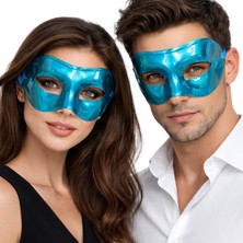 Pandoli Mavi Renk Düz Plastik Parti Maskesi Yetişkin 2 Adet