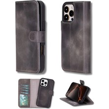 Eco Lounge Apple iPhone 16 Pro Uyumlu, Hakiki Deri, El Yapımı, Cüzdanlı Kılıf, Gölgeli Gri