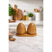 Makri Home Bambu Tuzluk & Karabiberlik Seti, Damla Tasarım, Stantlı– Doğal Bambu Baharatlık