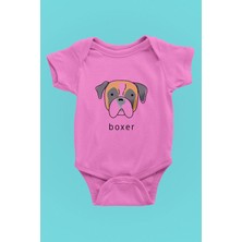 Darkhane Boxer - Köpek Baskılı Unisex Pembe Bebek Body - Zıbın BB002