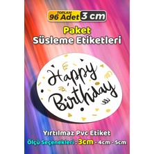 Sb Store Happy Birthday Doğum Günü Hediye Paket Süsleme Etiketi Model 82 - 96 Adet 3cm