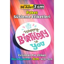 Sb Store Happy Birthday Doğum Günü Hediye Paket Süsleme Etiketi Model 85 - 96 Adet 3cm