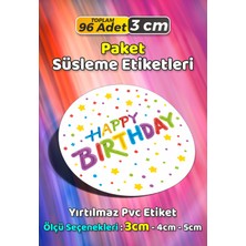 Sb Store Happy Birthday Doğum Günü Hediye Paket Süsleme Etiketi Model 81 - 96 Adet 3cm