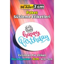 Sb Store Happy Birthday Doğum Günü Hediye Paket Süsleme Etiketi Model 80 - 96 Adet 3cm