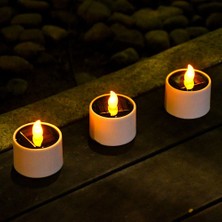 Gaman Güneş Enerjili Solar LED Mum - Titreyen Alev Efektli Dış Mekan Bahçe ve Masa Üstü Aydınlatma 6 Adet
