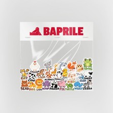 Baprile Ingilizce Hayvanlar Sticker Paketi 25 Parça Kaliteli Su Geçirmez Etiket Seti