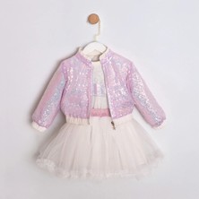 Cumino Kız Çocuk Pullu Ceketli 3'lü Parti Takım