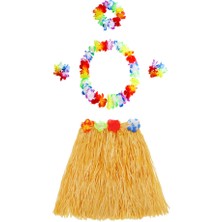 Musestore Turuncu Hawaii Seti - Kolye, Etek, Taç ve Bileklik