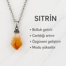 Kolyeucum Evcikuş Doğal Sitrin Taşı Kolye – Ham Doğal Taş Kolye, Enerji Taşı, Minimal Tasarım Kolye