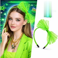 Shopwave 80’ler 90’lar Neon Yeşil Dantel Taç Fiyonklu