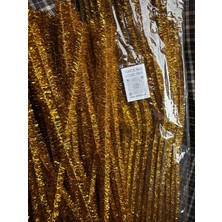 B005 Kod Mutkin Şönil 100 Lü Gold Altın Simli Renk 30 cm -🛍️ Yoğun Tüylü Tel El Işi 100 Lü Paket💐