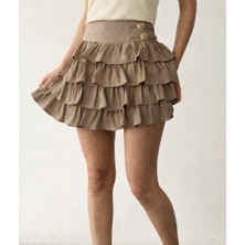 Fırfırlı Şortlu Mini Etek