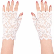 Shopwave Beyaz Dantel Parmaksız Kısa Eldiven