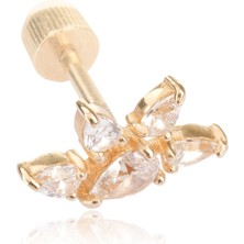 Berk Mücevherat 14 Ayar Altın Damla Taşlı Tragus Küpe