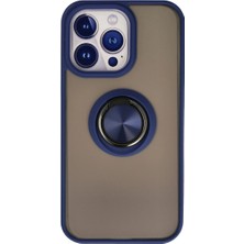 AyrStore Iphone 13 Pro Max Kılıf Montreal Yüzüklü Silikon Kapak - Lacivert
