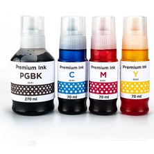 Canon Pixma G1460, G2020, G2420, G3460 Uyumlu 4 Renk Muadil Mürekkep – 270 ml Siyah, 70 ml Renkli
