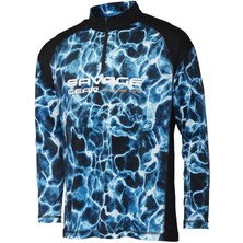 Savage Gear L Beden Marine Uv Long Sleeve Sea Blue Uzun Kollu Tişört