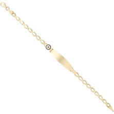 Berk Mücevherat 14 Ayar Altın Nazar Boncuklu Plaka Çocuk Künyesi