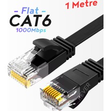 Rever Cat6 Ethernet Kablosu Flat Tasarım 1000MBPS Fabrikasyon Modem ile Pc Arası Lan Kablosu