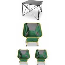 Kılıçaslan Camp Madfox Campix Alüminyum Büyük Boy Masa +3 Adet Foldmesh Kompakt Katlanır Sandalye Seti Savanna Lime