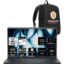 Dell Pro 15 Essential i7 1355U Notebook 40GB RAM 512GB SSD 15.6" FHD 120Hz Win11 Home + Per4 Çanta PV15250007P367