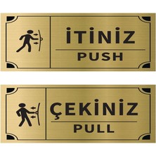 Hobishop Itiniz - Çekiniz Dikdörtgen Ikili Levha Set Altın Metal Yönlendirme Tabelası Kişiye Özel