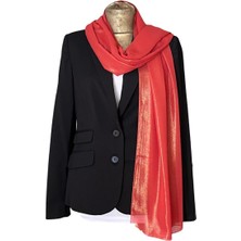 Edirne Lavanta Edirne Kırmızısı Şifon Şal 75*200CM Altın