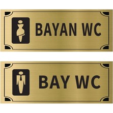 Hobishop Bay Wc Wc Ikili Levha Set Altın Metal Yönlendirme Tabelası Kişiye Özel