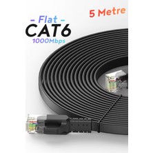 Rever Cat6 Ethernet Kablosu Flat Tasarım 1000MBPS Fabrikasyon Modem ile Pc Arası Lan Kablosu