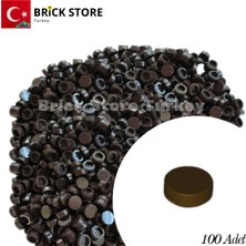 LEGO Yedek Parçalar: 100 Adet 1x1 Tile Round Yuvarlak Fayans Parçası, Koyu Kahverengi (Dark Brown )