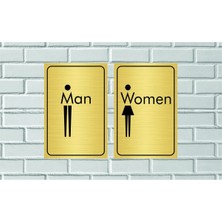 Hobishop Man Women Yazılı Gold Metal Levha  Ölçü 15 x 10 cm