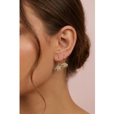 Sacce Scarves & Accessories Fil Sembollü Asimetrik Halka Küpe Seti – Zirkon Taşlı Minimal Fil Charm Küpe