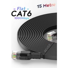 Rever Cat6 Ethernet Kablosu Flat Tasarım 1000MBPS Fabrikasyon Modem ile Pc Arası Lan Kablosu