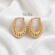 Stelia 316L Çelik Gold Renk Işlemeli Halka Model Kadın Küpe