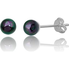 Azuris Silver 925 Ayar Gümüş Kabuk Inci 4 mm Mayorka Kusursuz Şekil Küpe