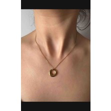 Triya Wear Studio-Çelik-Kararmaz-Kadın Gold-Delikli Kolye