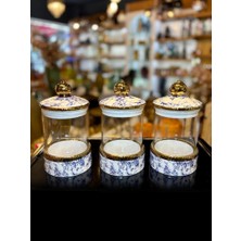 Miss Betty Blue Life 3'lü Porselen Cam Düz Kavanoz