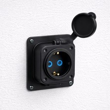 Braventa Collection Kauçuk Duvar Prizi Tekli Siyah 16A Dayanıklı Gövde Güvenli Elektrik Prizi Iç ve Yarı Dış Mekan