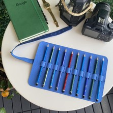 Braventa Collection Modica Helsinki - Hakiki Deri Natürel Geniş Tasarım Rulo Kalemlik (Mavi)