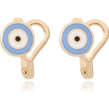 Berk Mücevherat 14 Ayar Altın Kalp ve Nazar Boncuğu Figürlü Çocuk Küpe