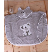 Braventa Collection Baveno %100 Pamuk Yuvarlak Koala Çocuk Banyo&plaj Panço Havlu Gri Tek Ebat