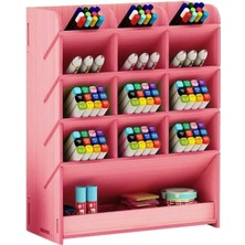 Braventa Collection Notpa Masaüstü Kalemlik Organizer 12 Bölme Ofis Düzenleyici Pembe